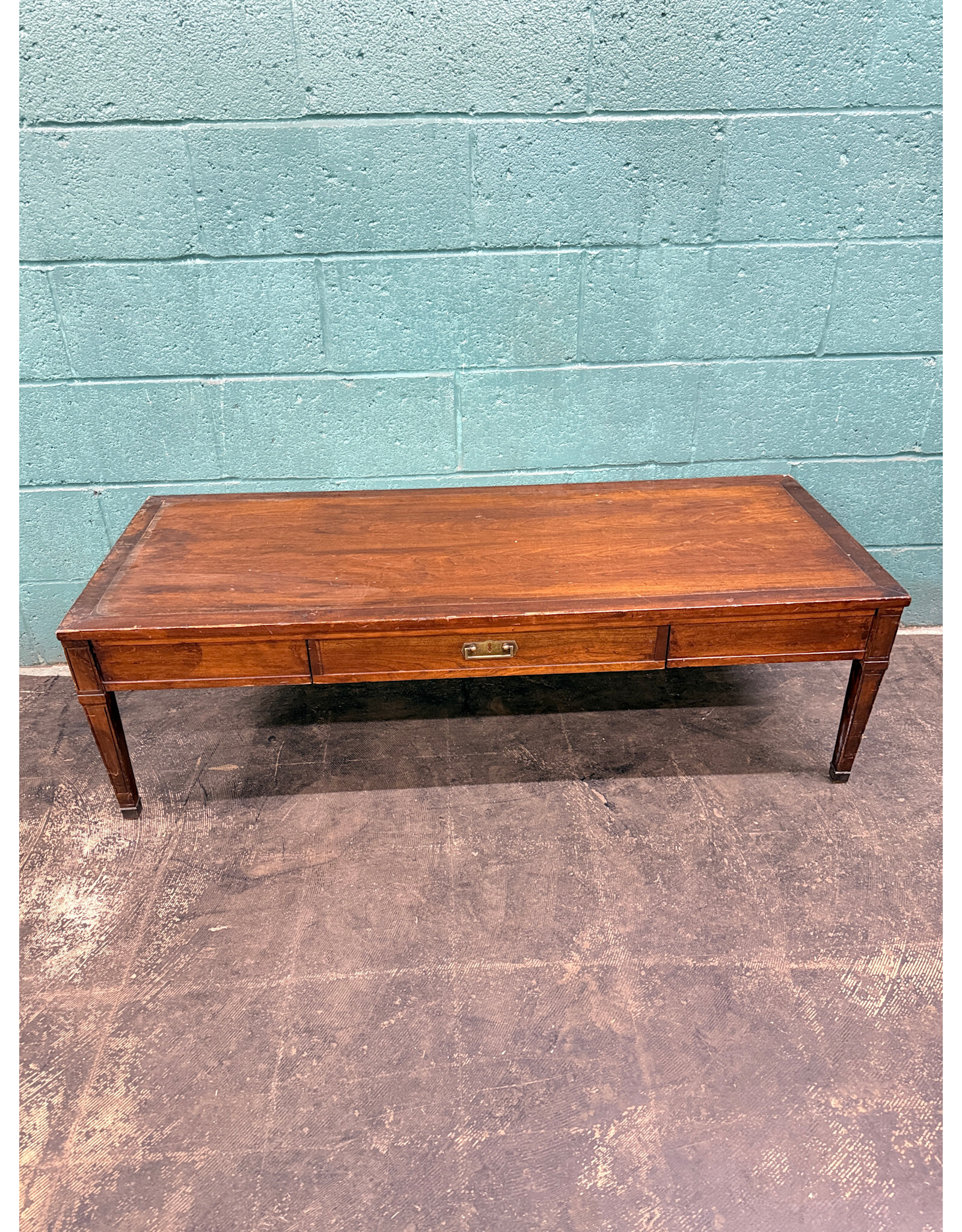 Rectangular Campaign Style Coffee Table with 1 Drawer