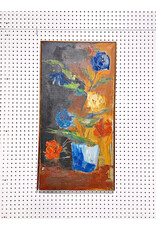 Flores Azules, Partially Framed Oil Painting