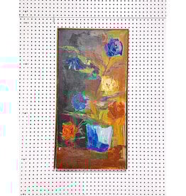 Flores Azules, Partially Framed Oil Painting