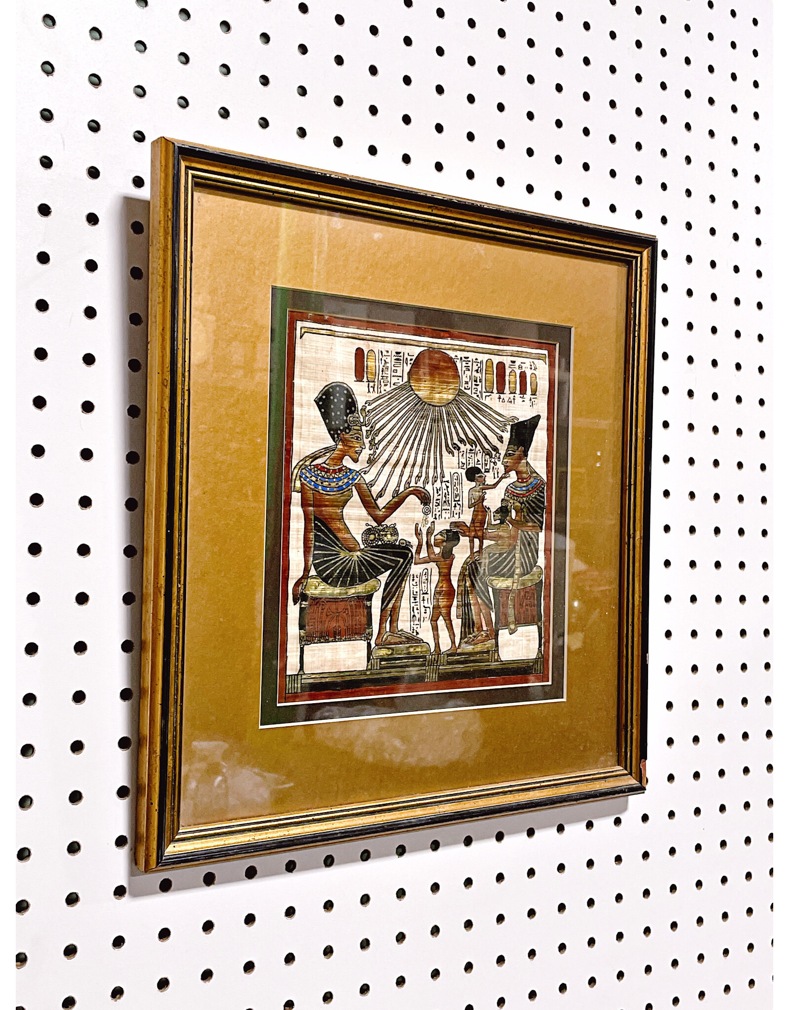 Egyptian Illustration on Fabric, Framed Painting