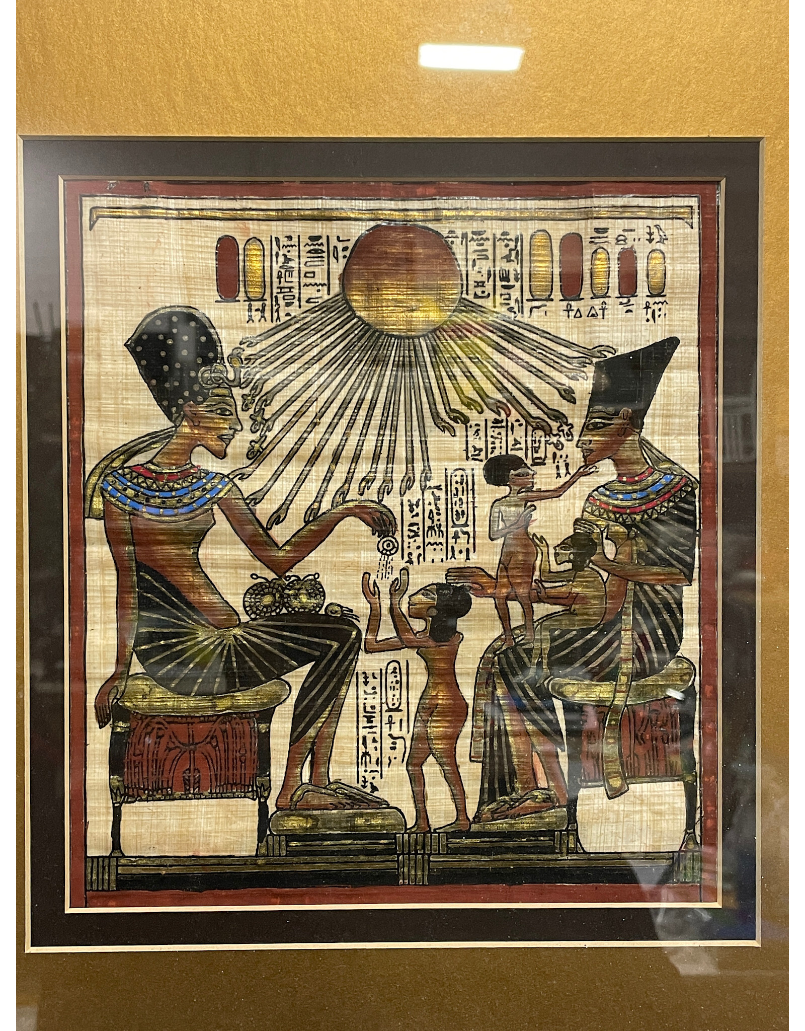 Egyptian Illustration on Fabric, Framed Painting