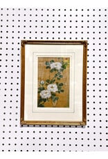 White Florals on Fabric, Framed Painting