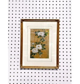 White Florals on Fabric, Framed Painting