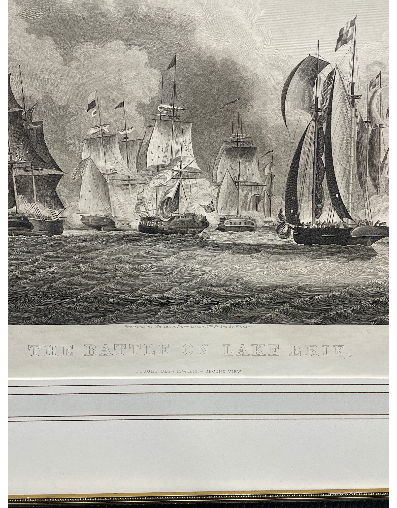 The Battle of Lake Erie, Framed Engraving (No Glass)