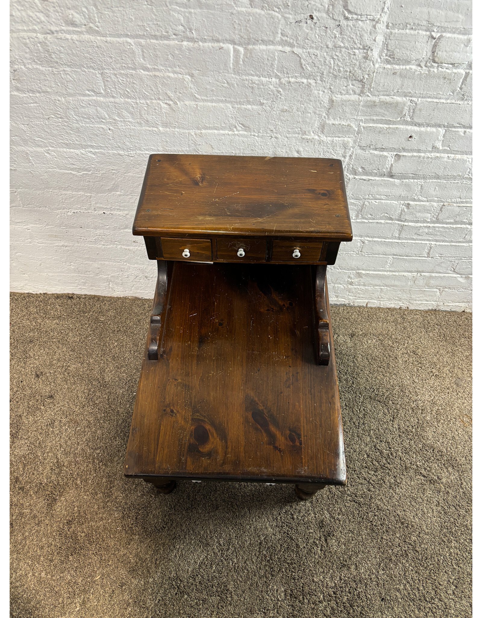Ethan Allen Pine Old Tavern Two Drawer End Table