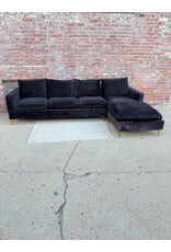 Naomi Modern Black Velvet Reversible 3-Piece Sectional Sofa, Meridian Furniture