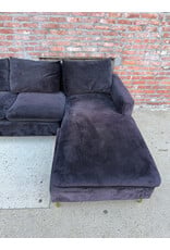 Naomi Modern Black Velvet Reversible 3-Piece Sectional Sofa, Meridian Furniture