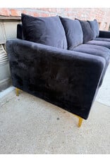 Naomi Modern Black Velvet Reversible 3-Piece Sectional Sofa, Meridian Furniture