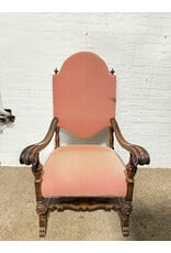 High Back Carved Lounge Chair in Peach Rose