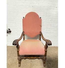 High Back Carved Lounge Chair in Peach Rose