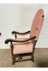 High Back Carved Lounge Chair in Peach Rose