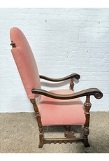 High Back Carved Lounge Chair in Peach Rose
