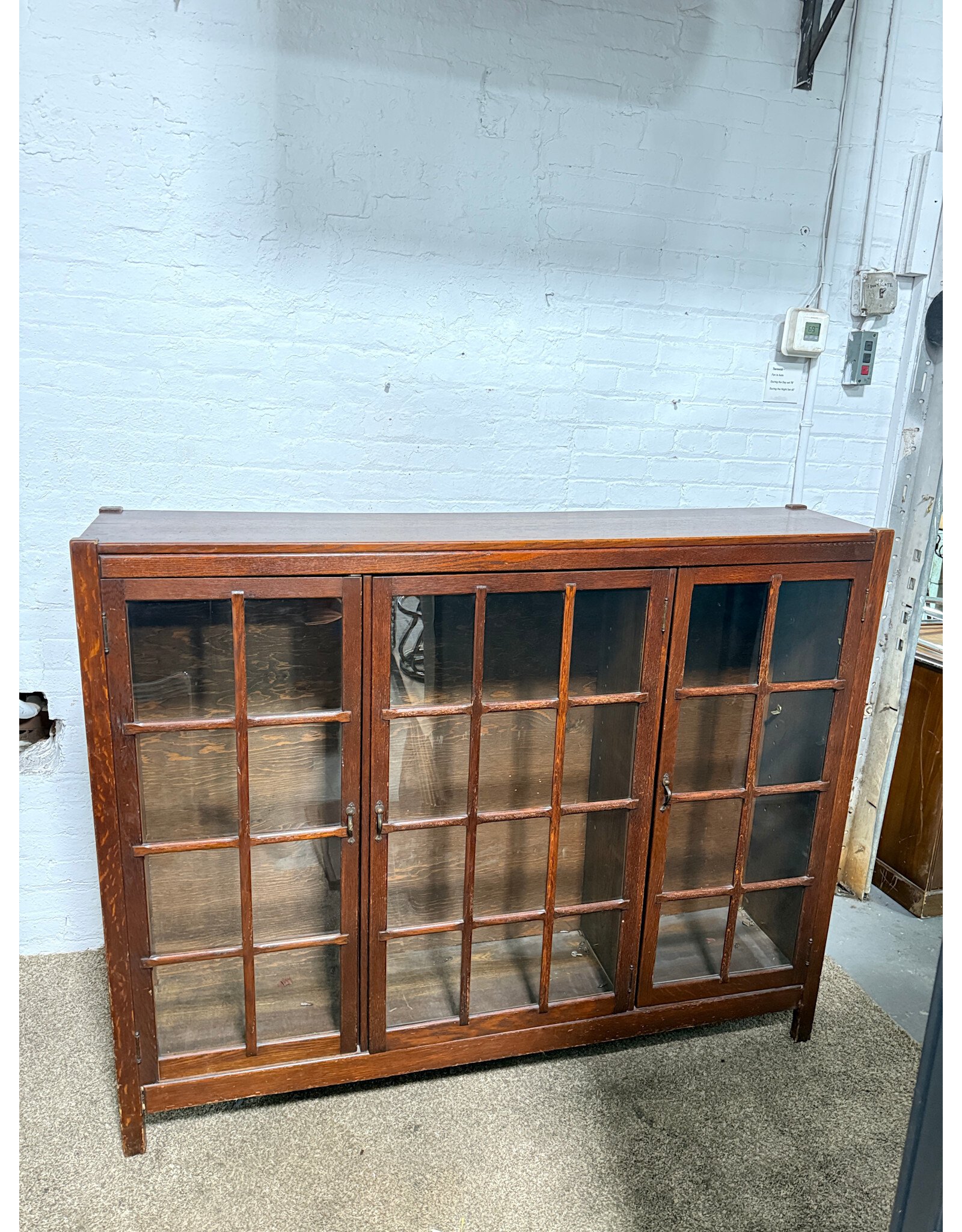 3-Door Mission Oak 9 Shelf Bookcase