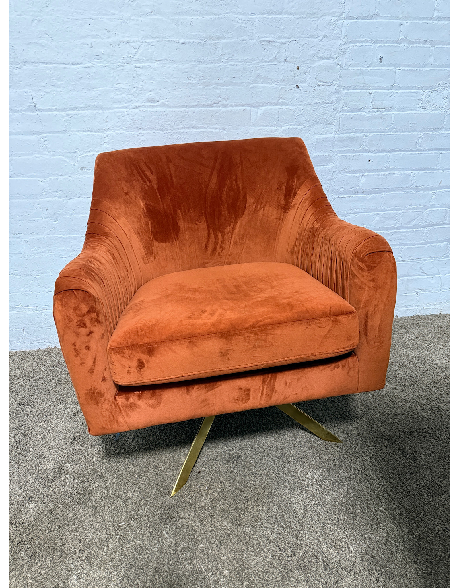 Modern Upholstered Leisure Lounge Chair in that Orange Velvet