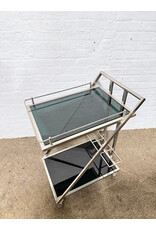 Abian Modern Metal & Black Glass Rectangular Bar Cart