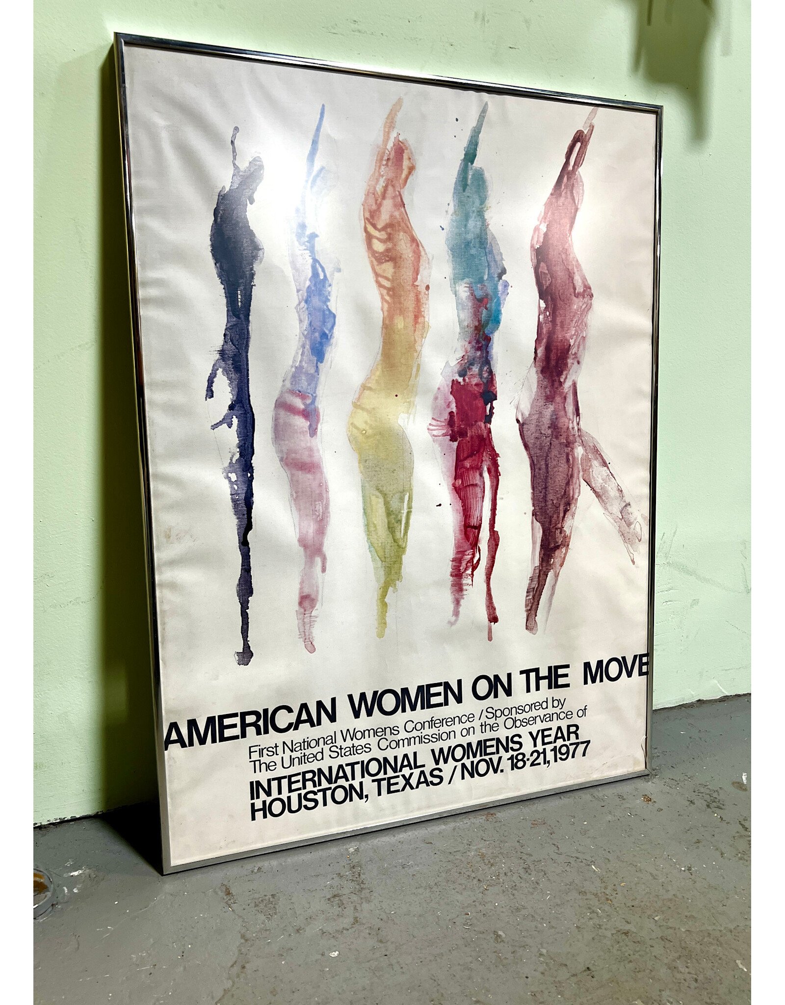 "American Women on the Move" from The First National Women's Conference, framed poster