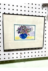 Lil Blue Vase, framed painting, sgnd M. FIsher