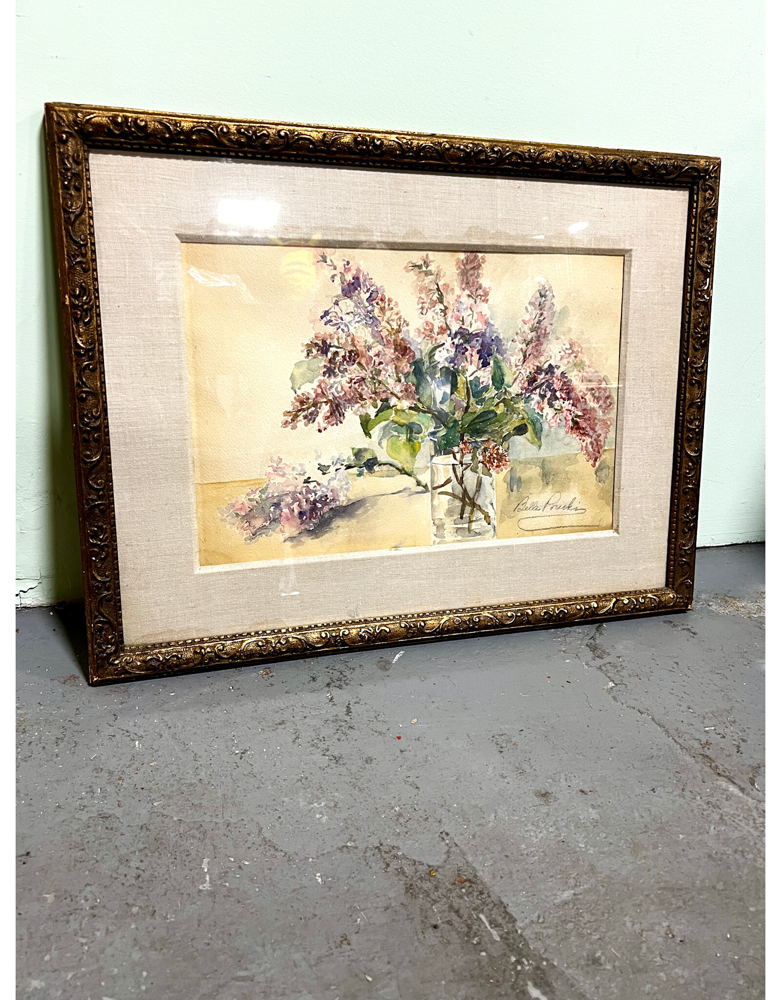 Bright Time Table Setting, framed painting, sgnd Belle P.