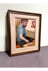 Sign Painter Painting A Sign, framed oil on canvas, sgnd Palin