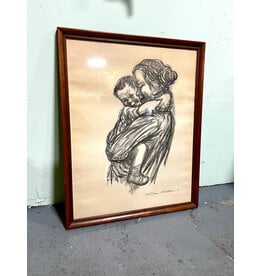 Mother and Child by Kathe Kollwitz, framed vintage lithograph