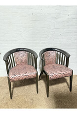 Josef Hoffmann Style Black Dining Chair with Purple Seating