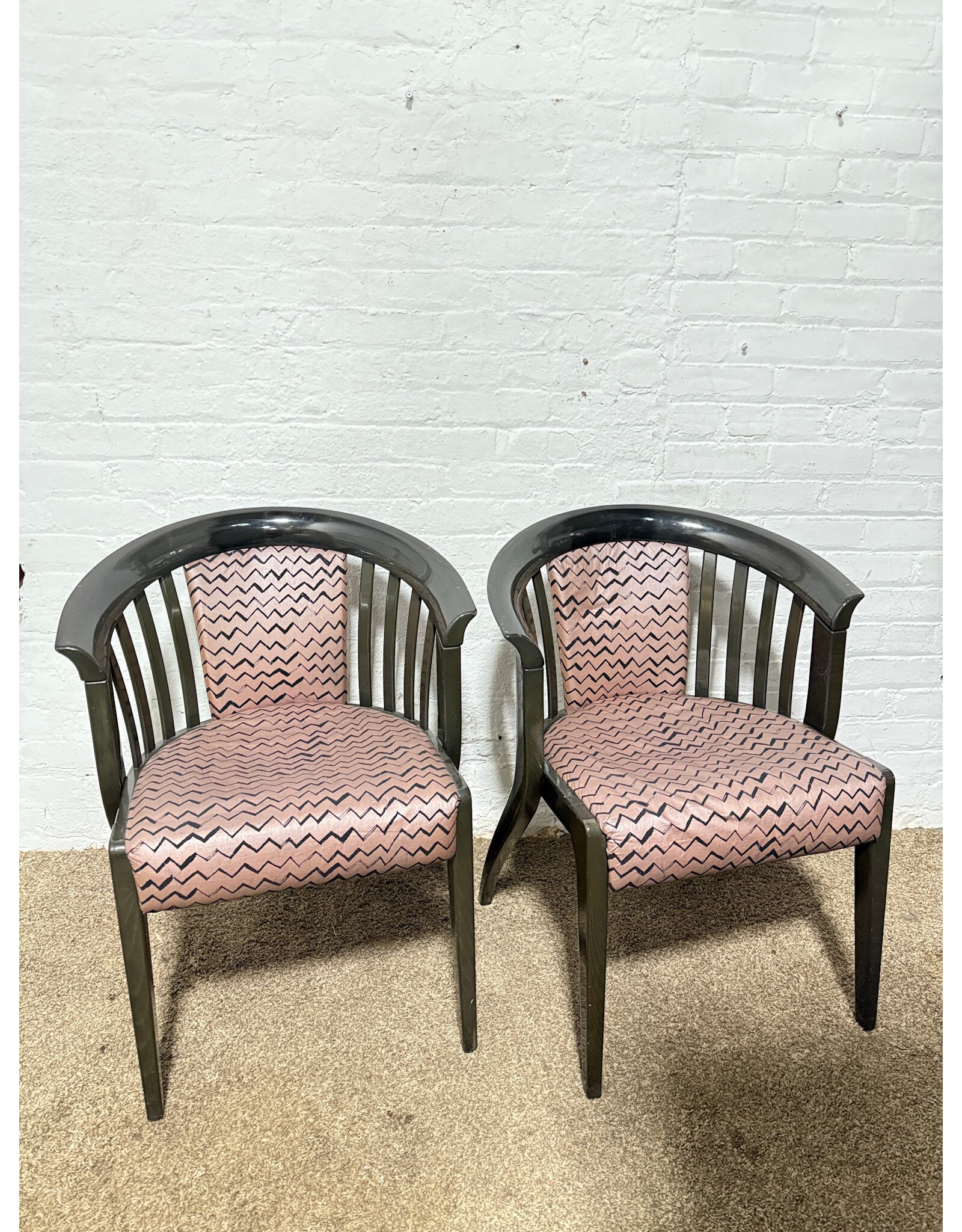 Josef Hoffmann Style Black Dining Chair with Purple Seating