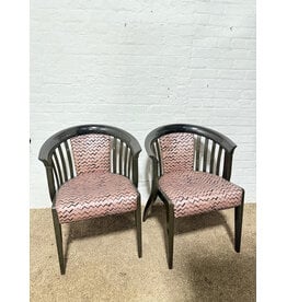 Josef Hoffmann Style Black Dining Chair with Purple Seating