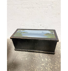 Painted Chest with Animal Drinking out the Lake Scene