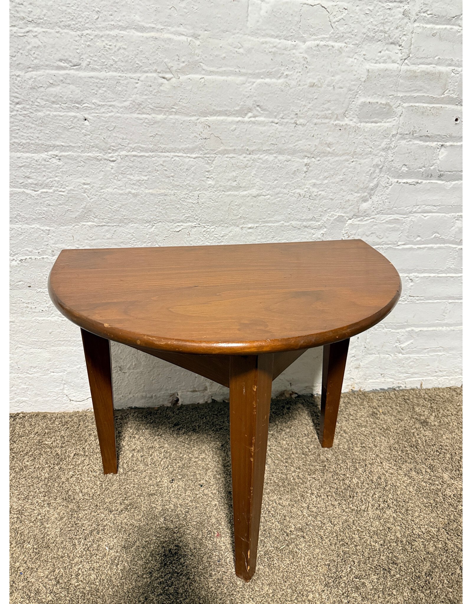 Vintage Wooden Demi-lune Side Table
