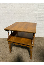 Vintage MCM Wooden 2-tier Side Table