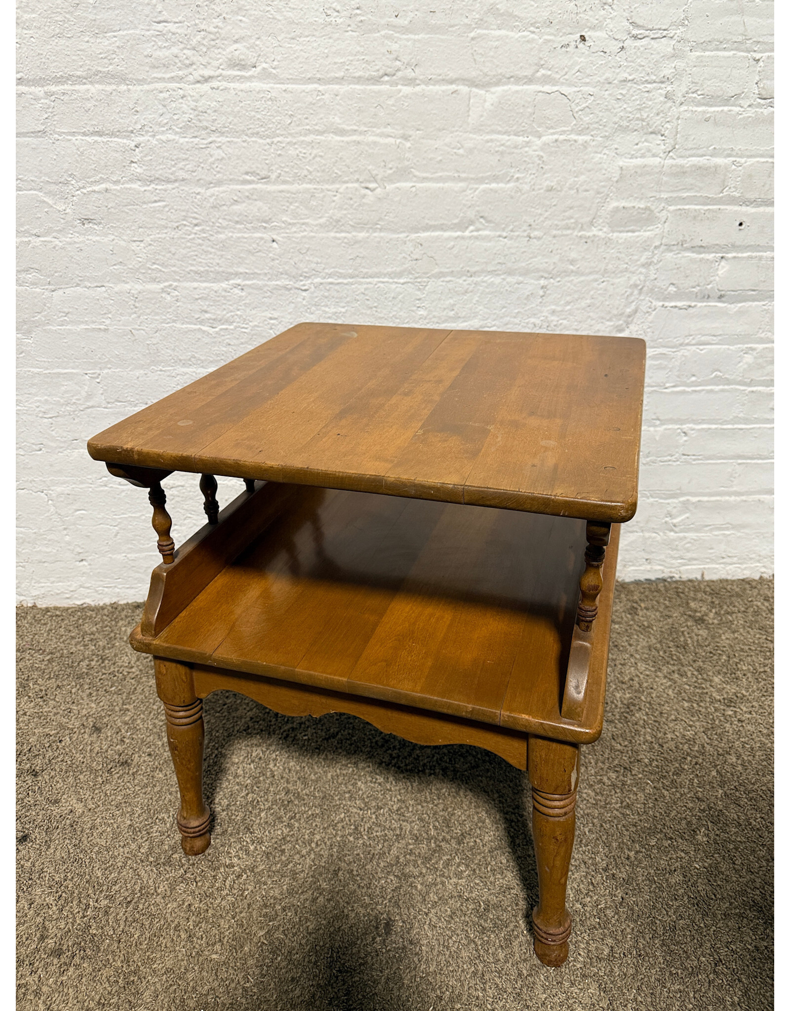 Vintage MCM Wooden 2-tier Side Table