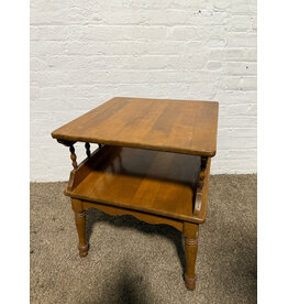 Vintage MCM Wooden 2-tier Side Table