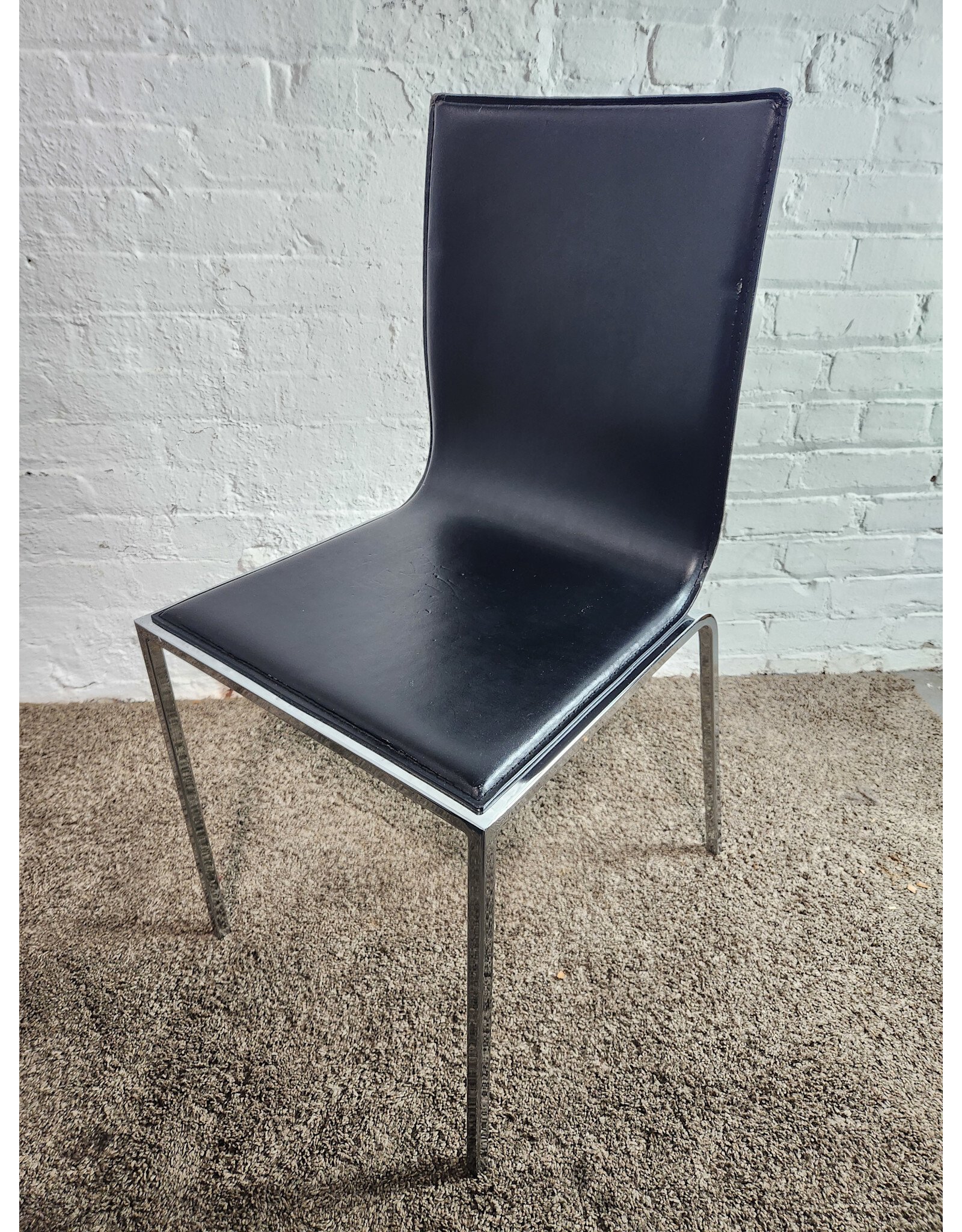 Italian Leather and Chrome Side Chair