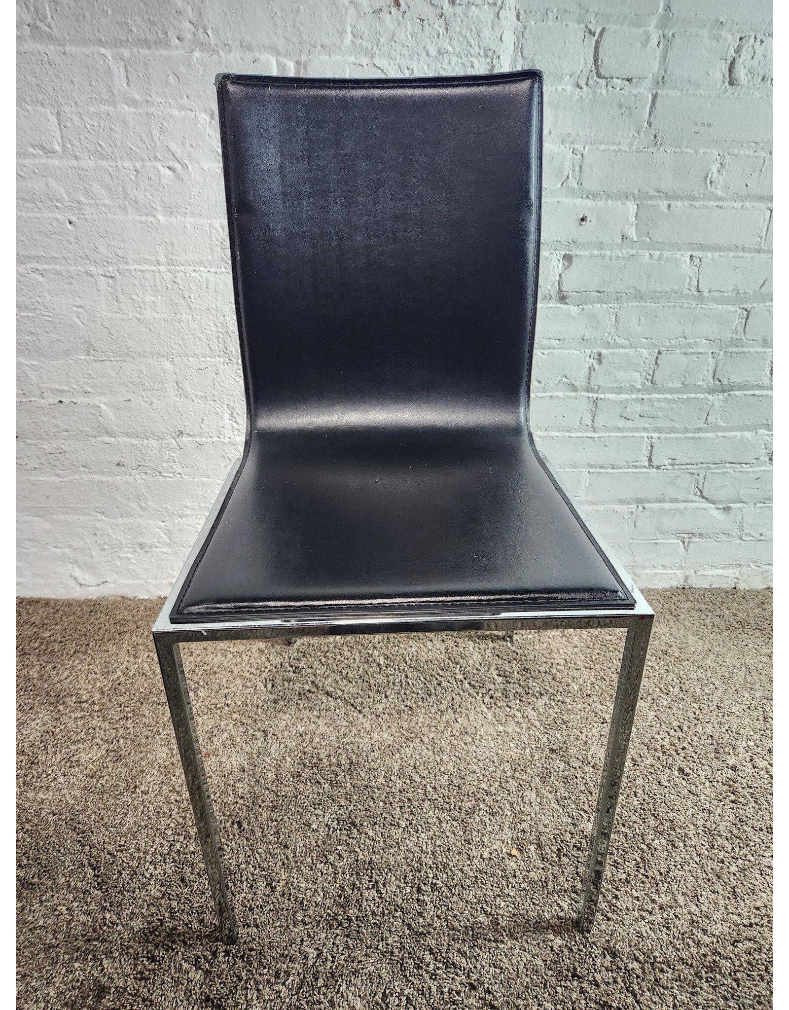 Italian Leather and Chrome Side Chair