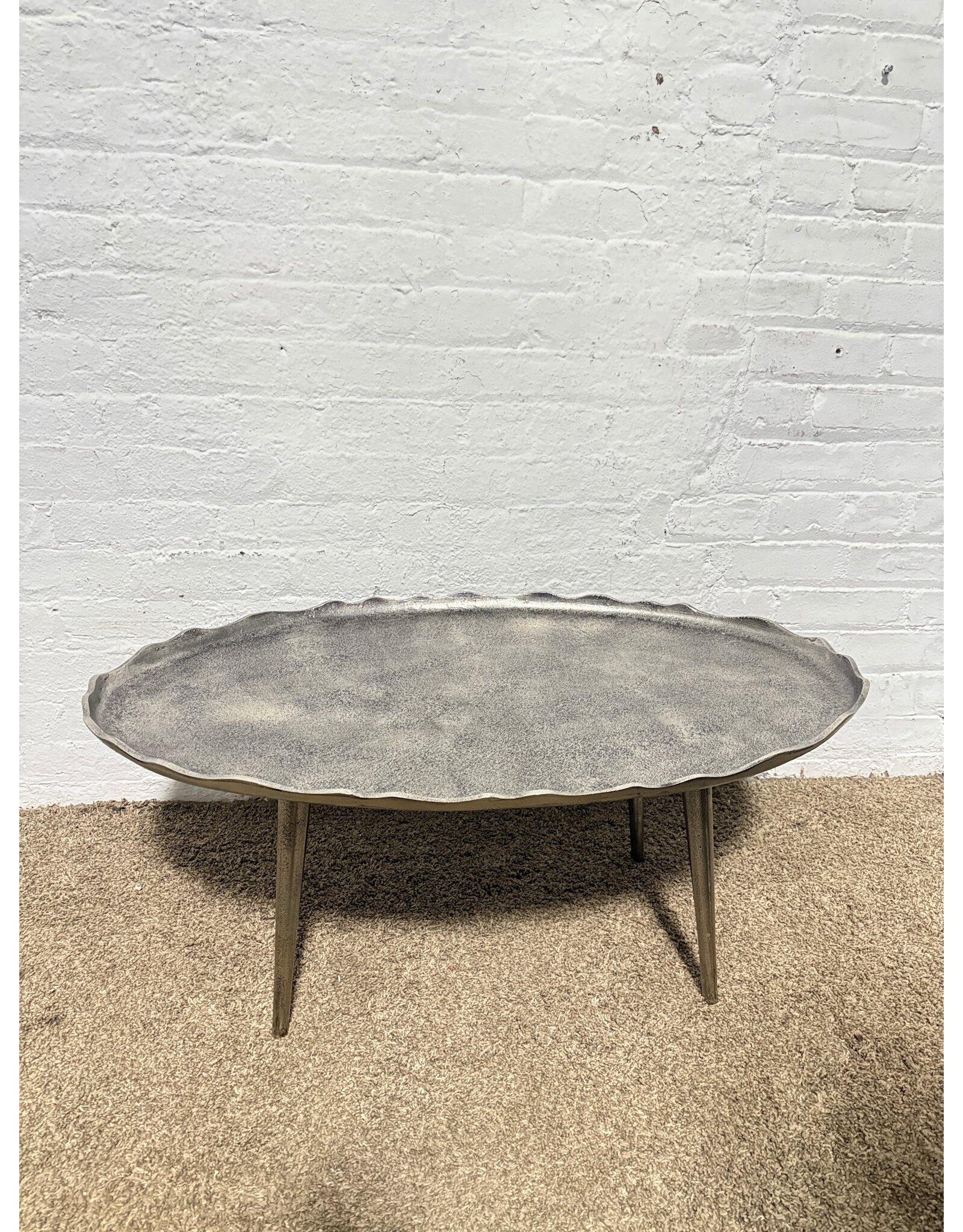 Modern Glam Oval Coffee Table Deckled Edges