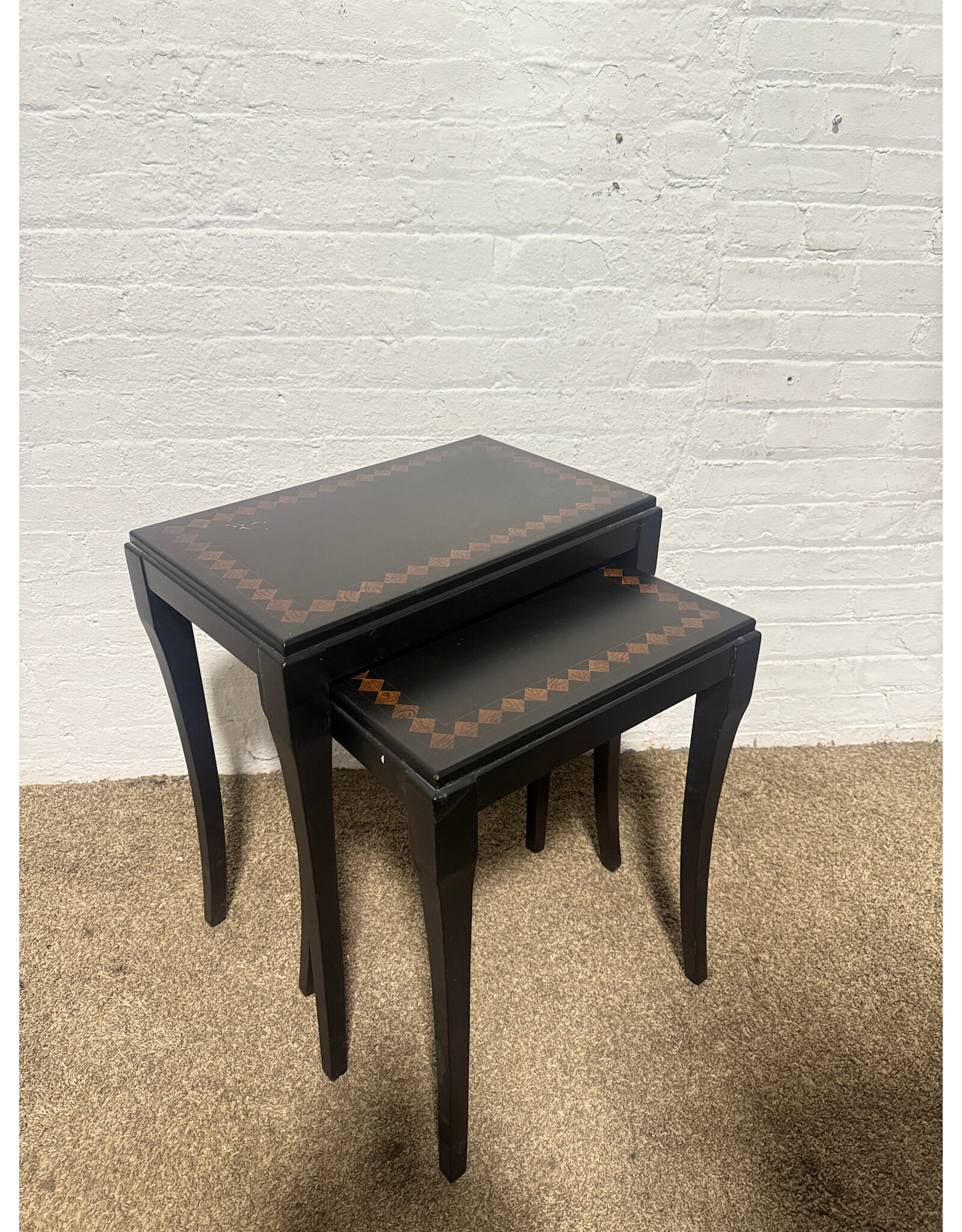 Black Wood Nesting Tables by Bombay (Sold as a Pair)