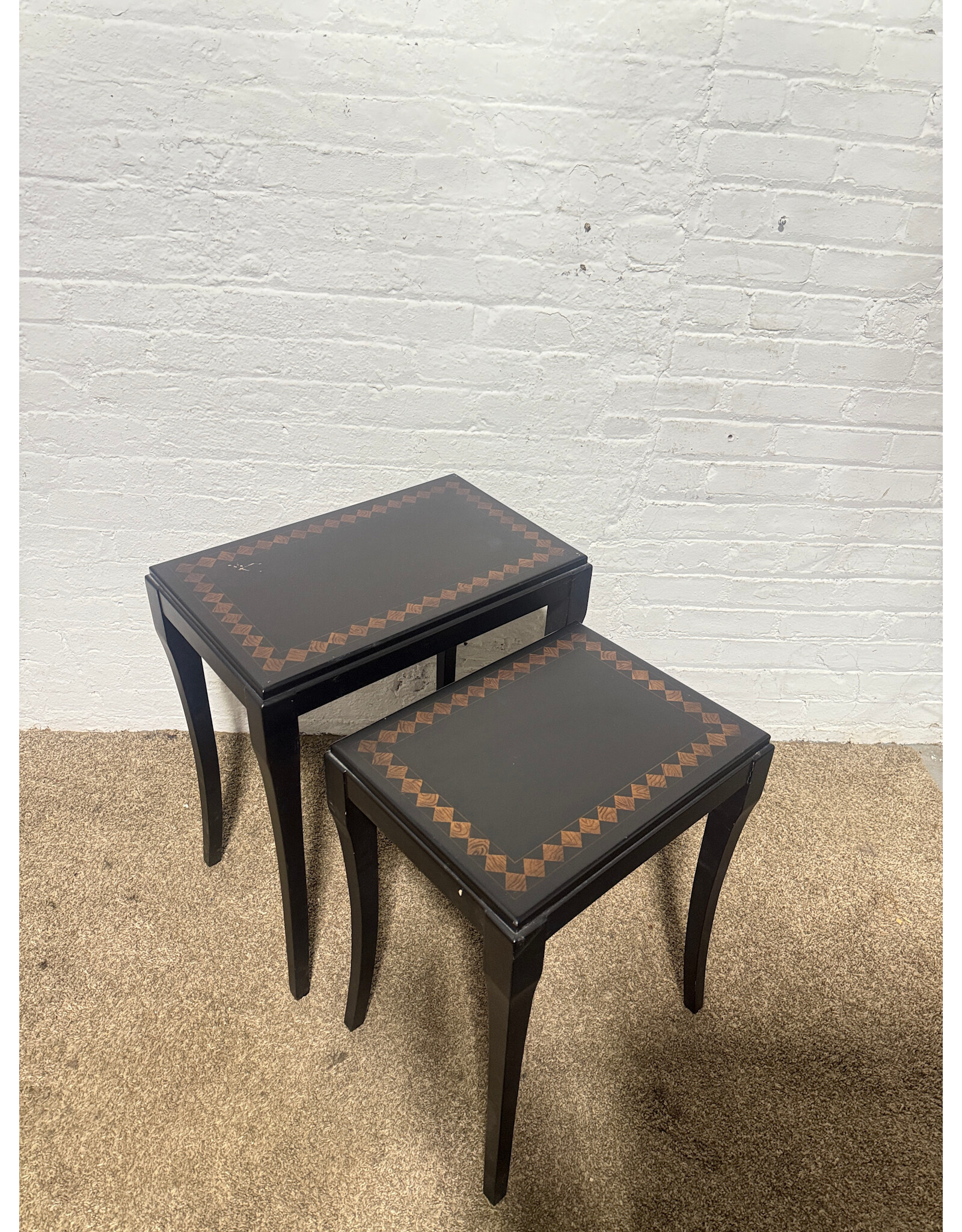 Black Wood Nesting Tables by Bombay (Sold as a Pair)