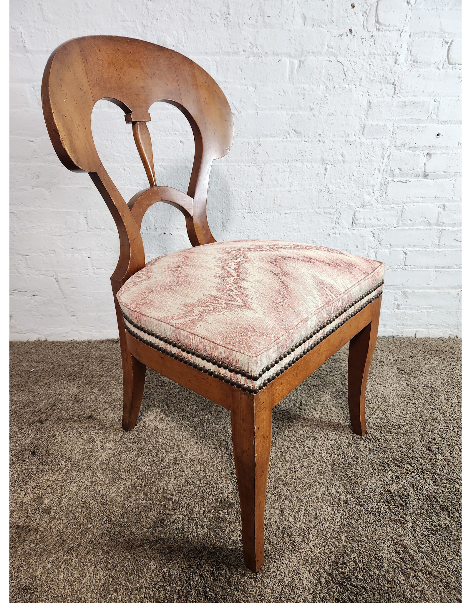 Biedermeier Pink Ikat Upholstered Dining Chair