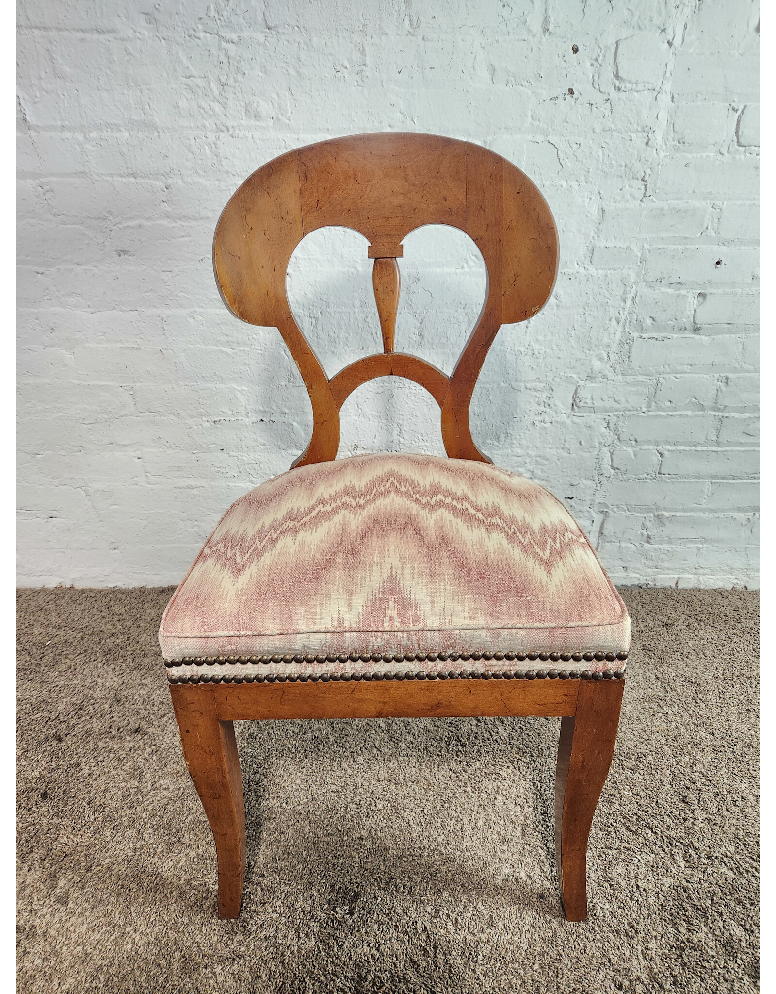 Biedermeier Pink Ikat Upholstered Dining Chair