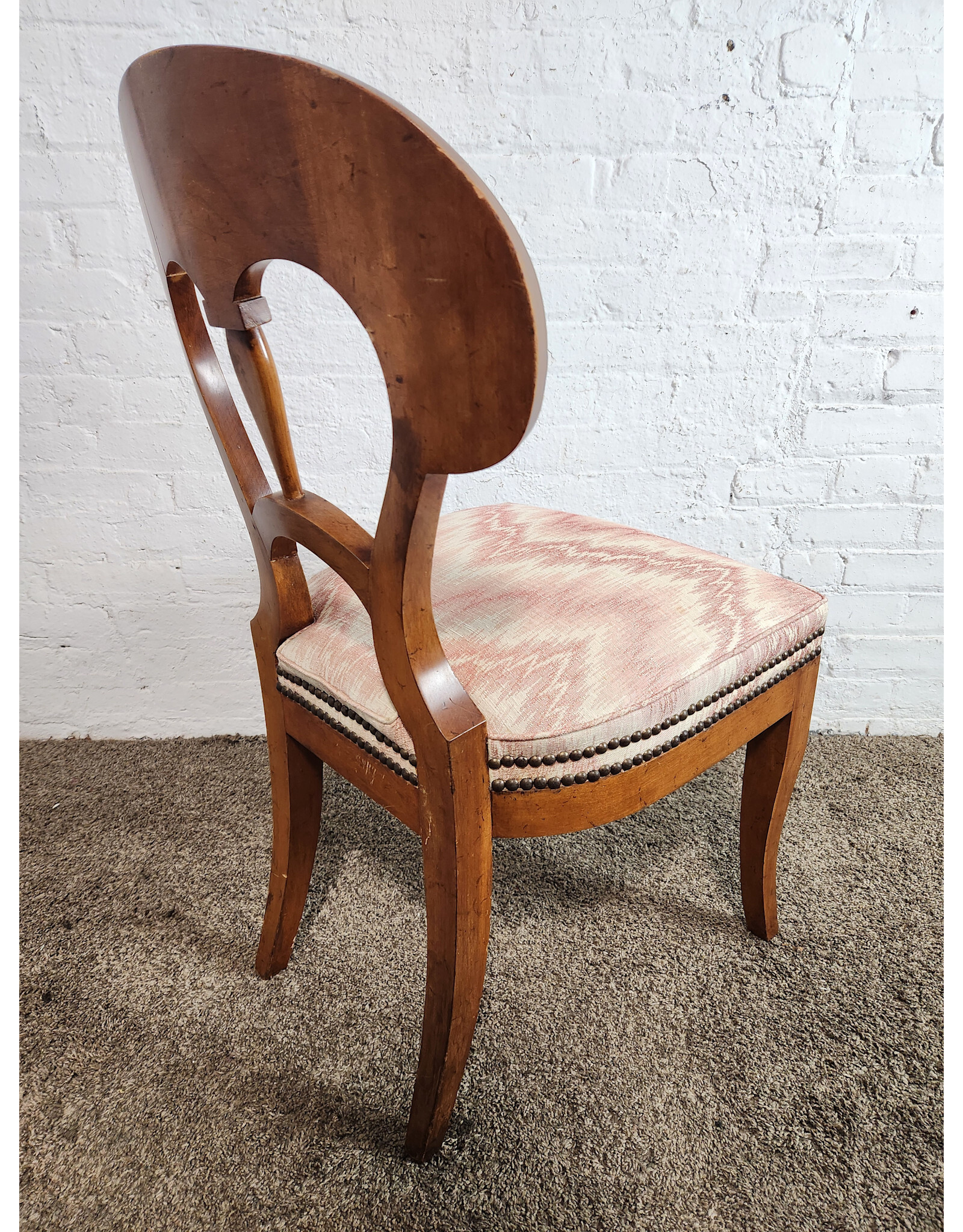 Biedermeier Pink Ikat Upholstered Dining Chair