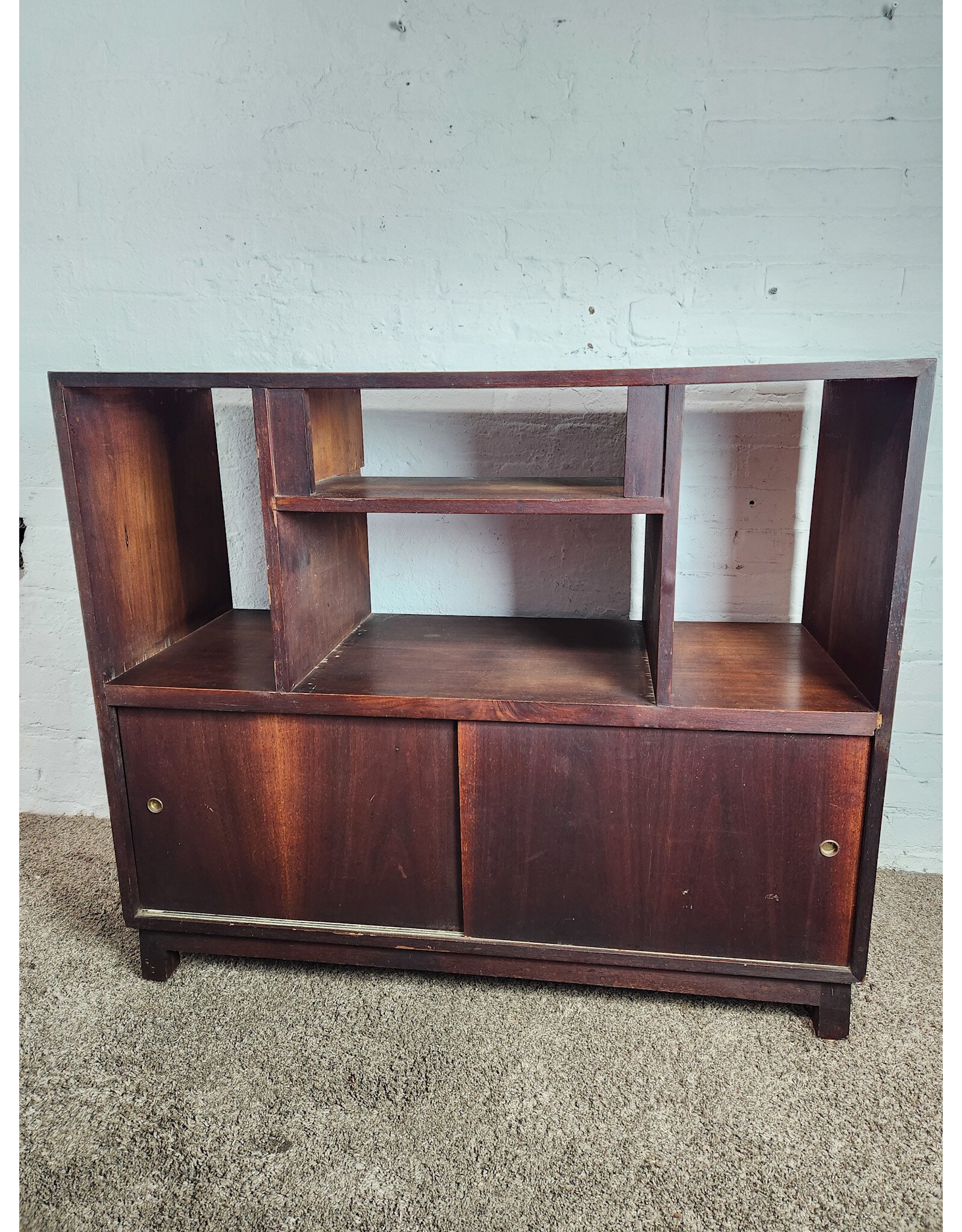 MCM Wooden Record Player and Vinyl Storage Cabinet