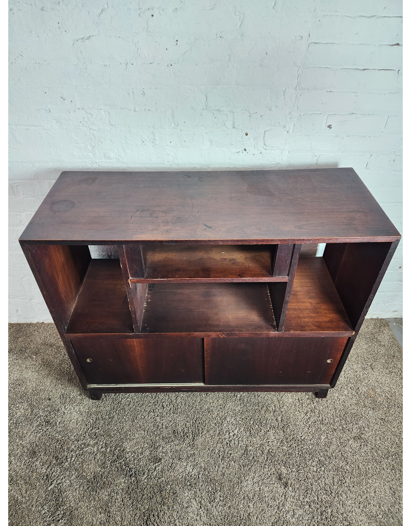 MCM Wooden Record Player and Vinyl Storage Cabinet