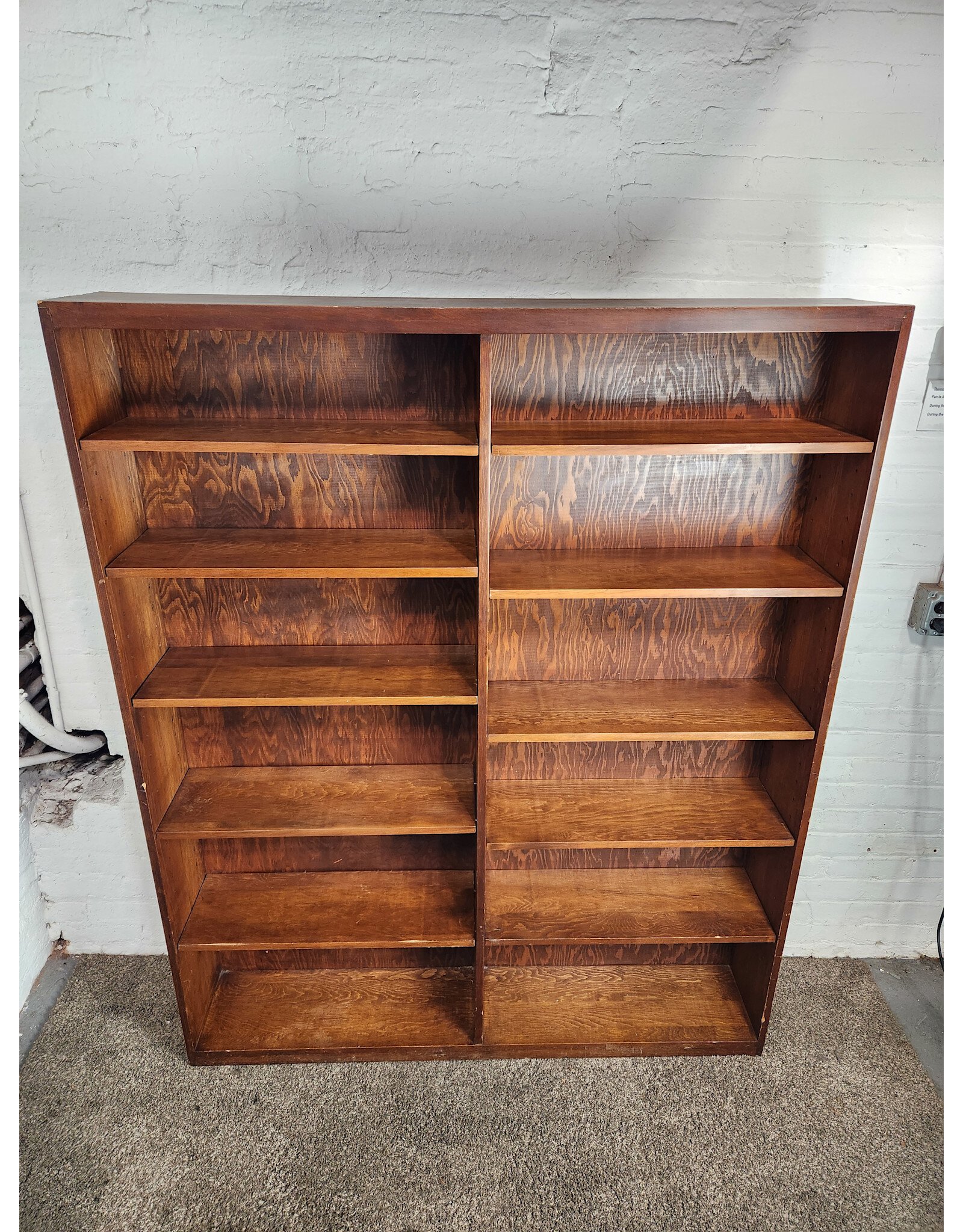 Vintage Wooden Bookcase with 10 Adjustable Shelves