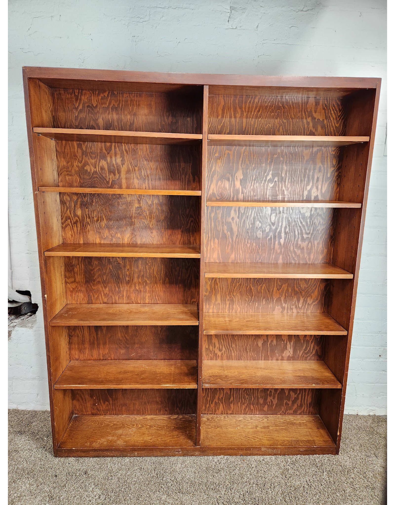 Vintage Wooden Bookcase with 10 Adjustable Shelves