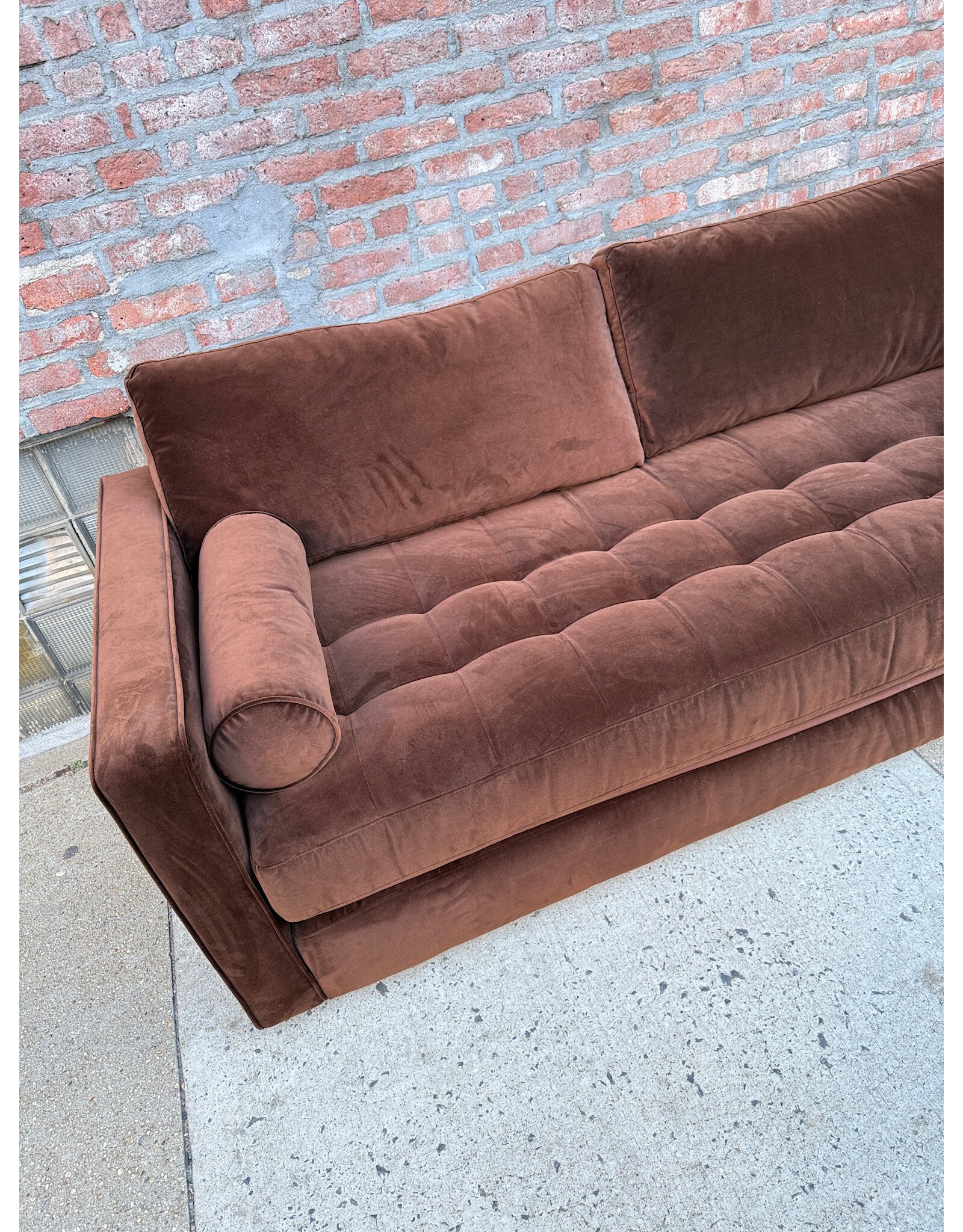 Article Sven Modern Tufted Velvet Sofa Bed by Article in that Plush Pacific Brown