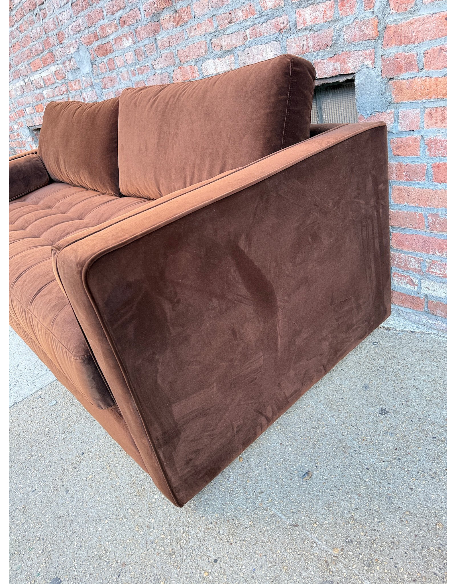 Article Sven Modern Tufted Velvet Sofa Bed by Article in that Plush Pacific Brown
