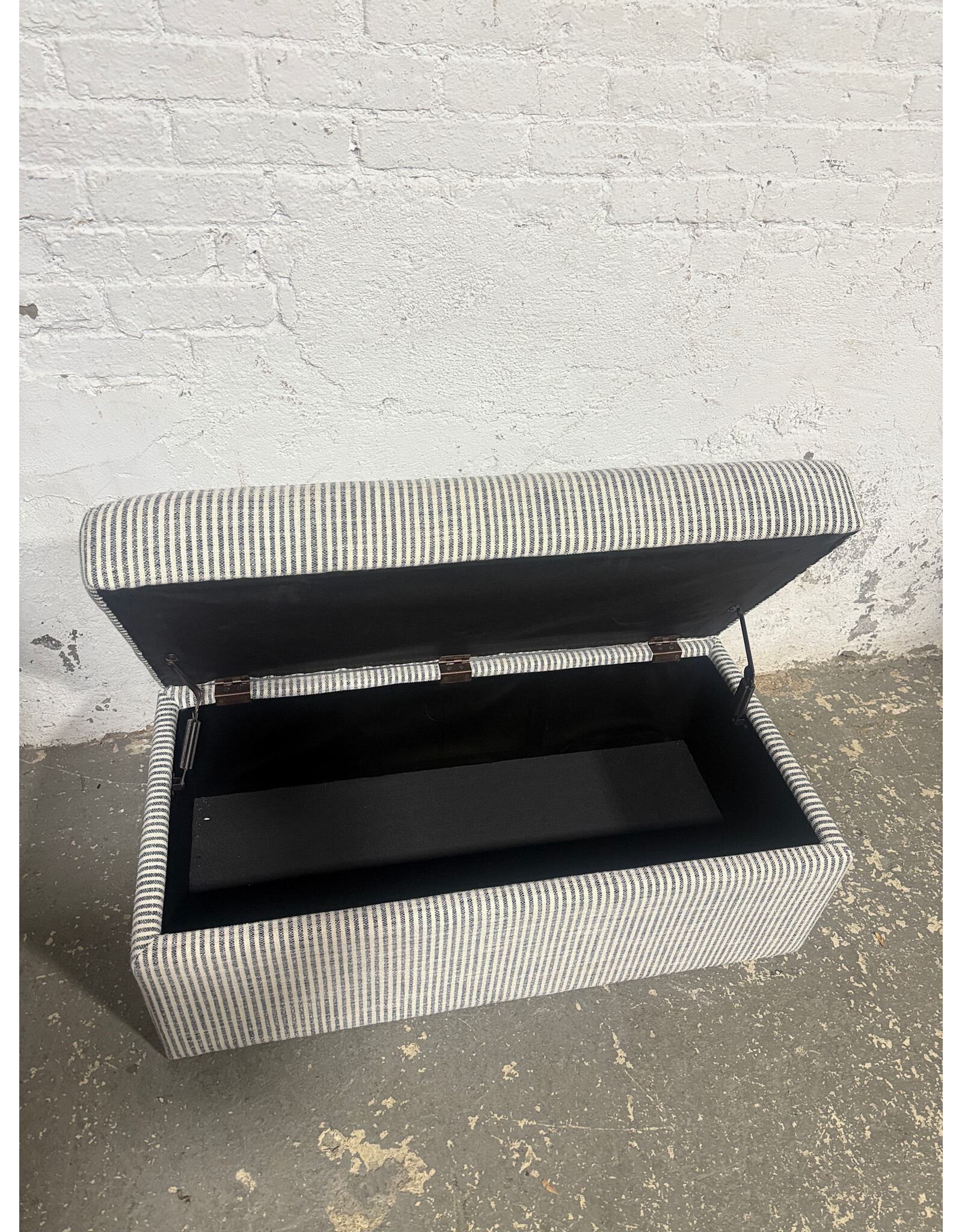 Stripped Storage Ottoman