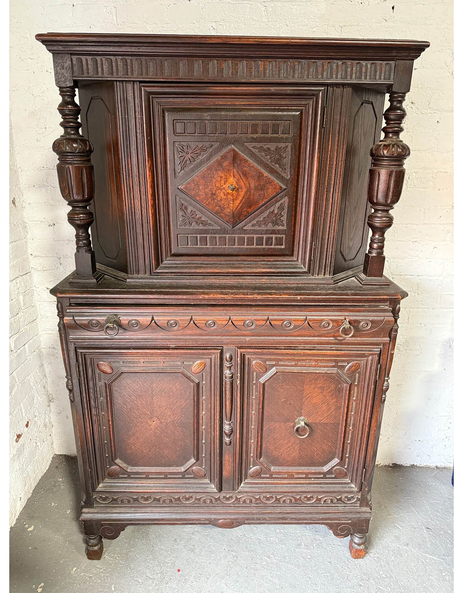 Jacobean-Style Oak Hutch or Court Cupboard