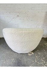 Boucle Style Cream Round Swivel Lounge Chair