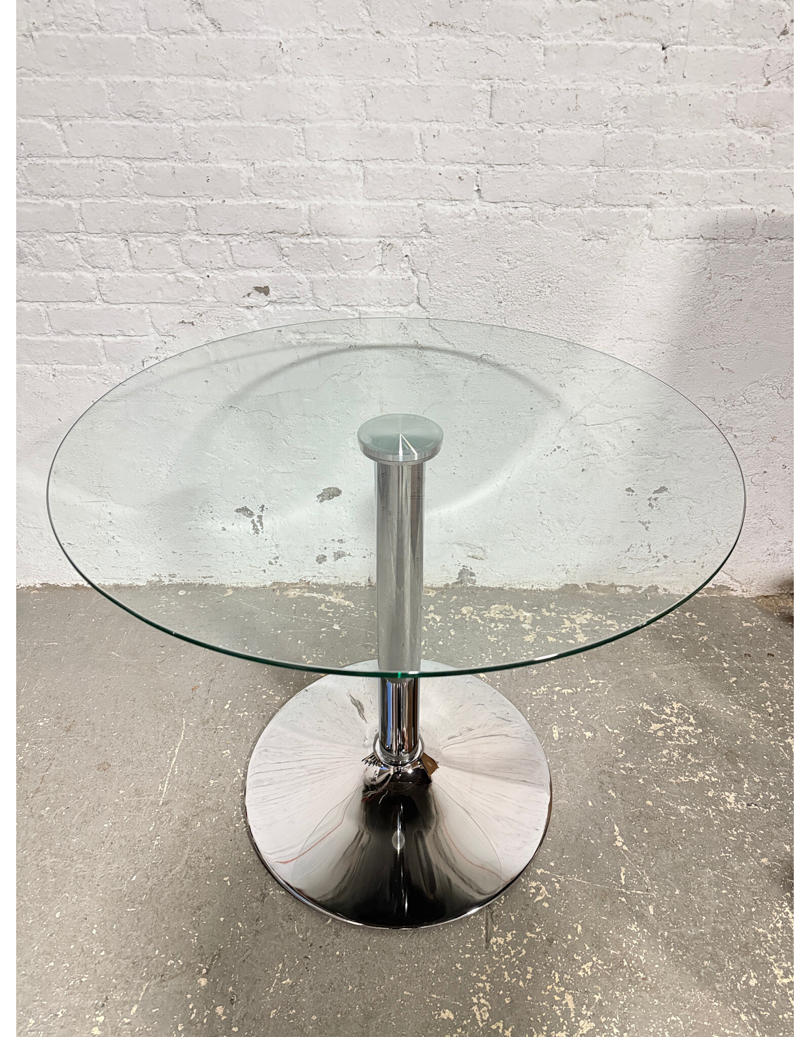 Circular Glass & Metal Dining Table